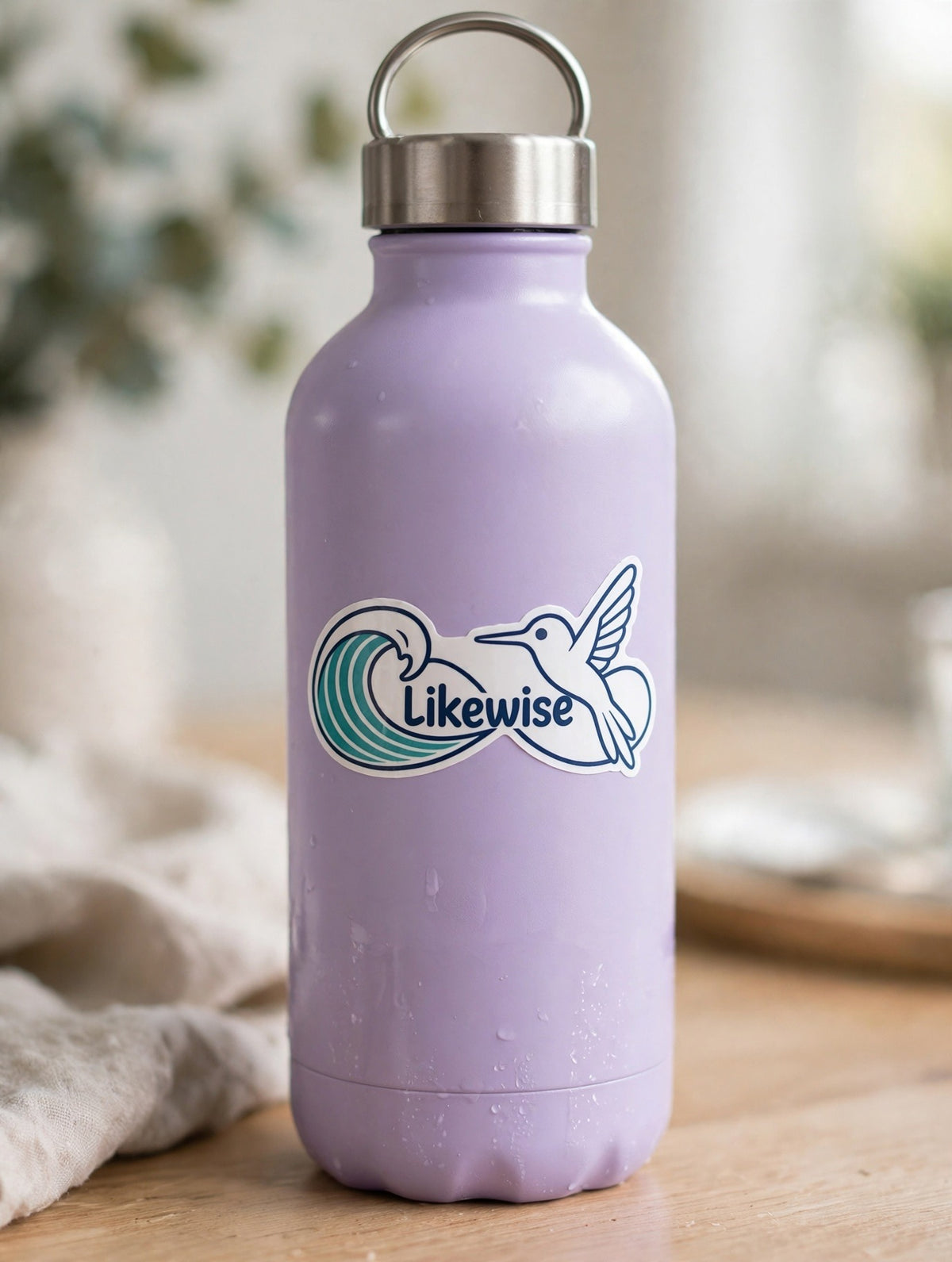 Likewise Sticker | Teal Wave × Hummingbird Vinyl Decal