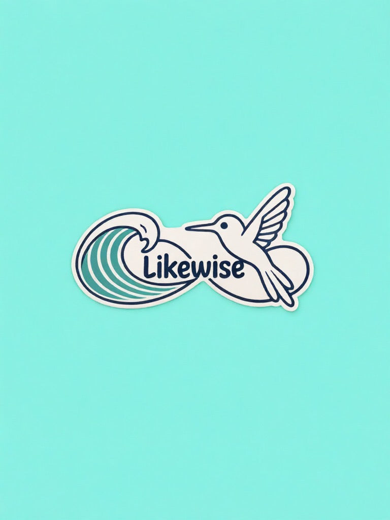 Likewise Sticker | Teal Wave × Hummingbird Vinyl Decal