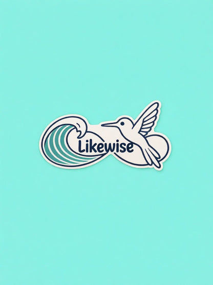 Likewise Sticker | Teal Wave × Hummingbird Vinyl Decal