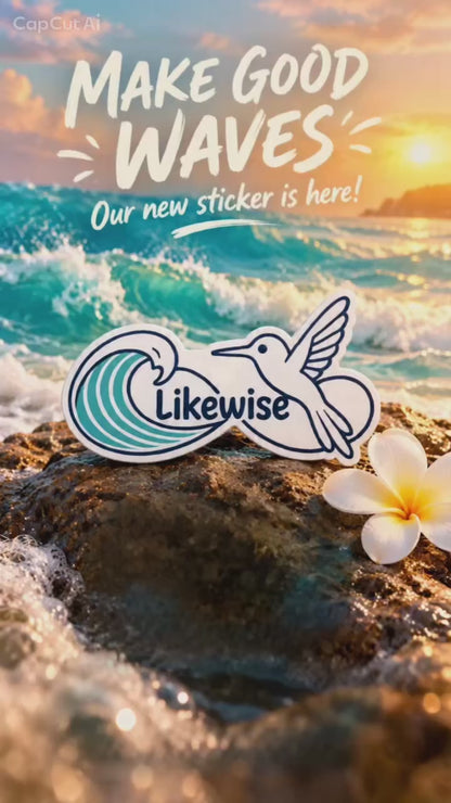 Likewise Sticker | Teal Wave × Hummingbird Vinyl Decal